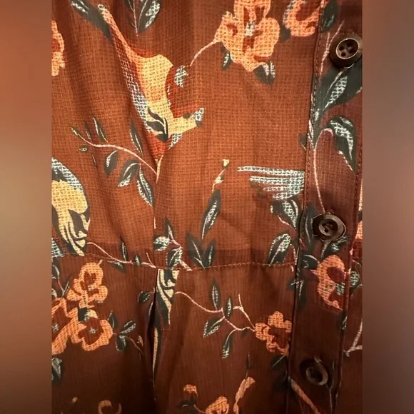 Pink Martini  Midi Dress Burgundy Floral Print Size Medium - Picture 2 of 6